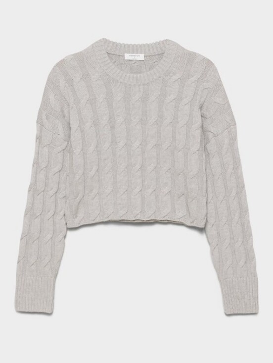 Aritzia Sweaters - Babaton Aritzia 100% Wool Cable Knit Cropped Grey Sweater Women's Size S